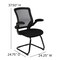 Emma and Oliver Mesh Sled Base Side Reception Chair with Flip-Up Arms